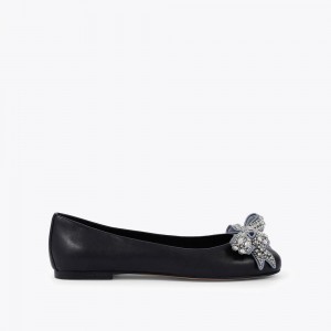 Ballerine Kurt Geiger Bow Plates Femme Noir | DNEW-94837