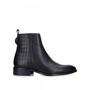 Bottines Kurt Geiger Barnes Croc Zip Homme Noir | UVOR-39845