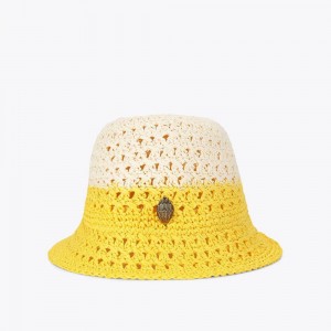 Chapeaux Kurt Geiger Straw Bucket Femme Jaune | AUEL-96281