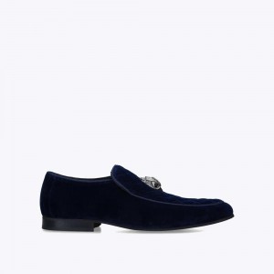 Chaussure Habillée Kurt Geiger Hugh Eagle Velvet Homme Bleu Marine | GZFL-83954