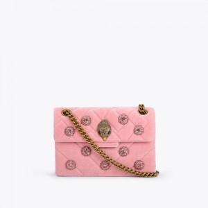 Sac Mini Kurt Geiger Velvet Kensington Femme Rose | KSRZ-83692