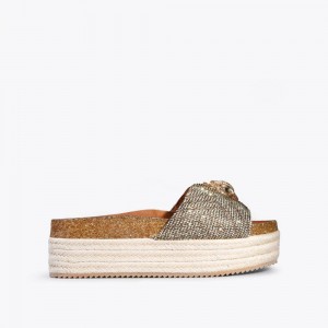 Sandale Kurt Geiger Kensington Flatform Femme Beige | EXMJ-69382