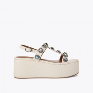 Sandale Kurt Geiger Octavia Plateforme Femme Beige | MWKL-10496