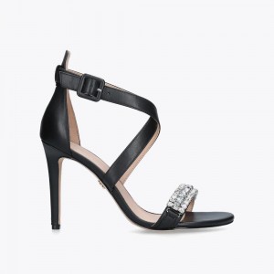 Talons Kurt Geiger Knightsbridge Crystal Femme Noir | MWJB-84521