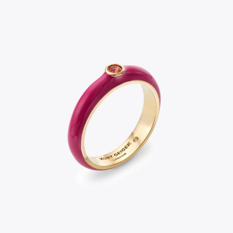 Bague Kurt Geiger Enamel Solitaire Femme Violette | VCSI-97081