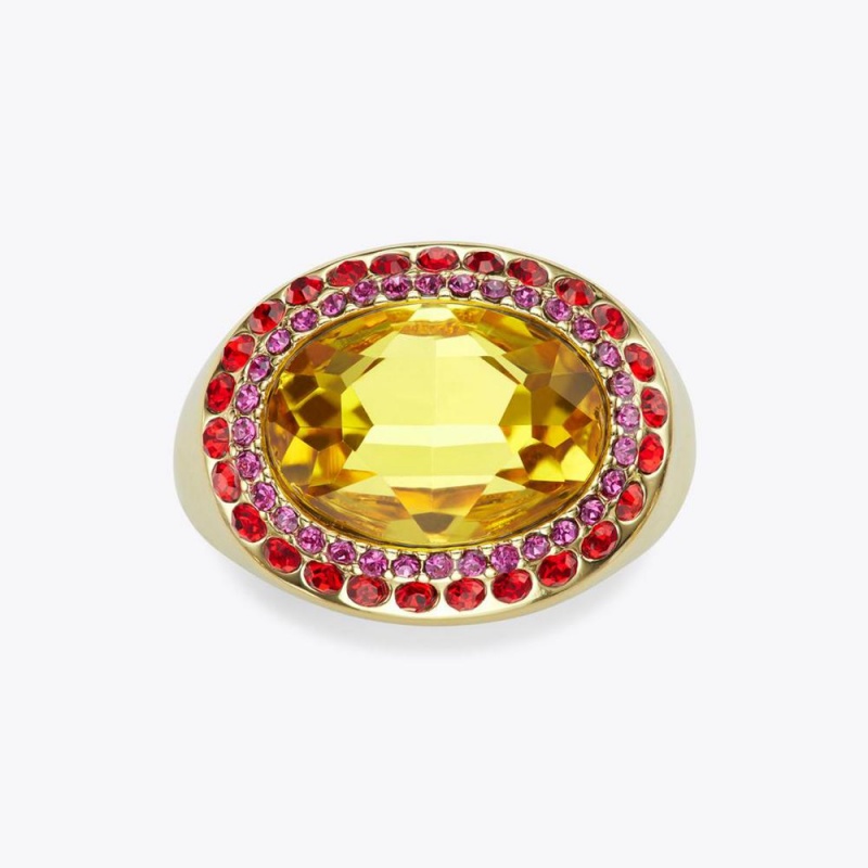 Bague Kurt Geiger Oval Stone Femme Jaune | JHKE-92680