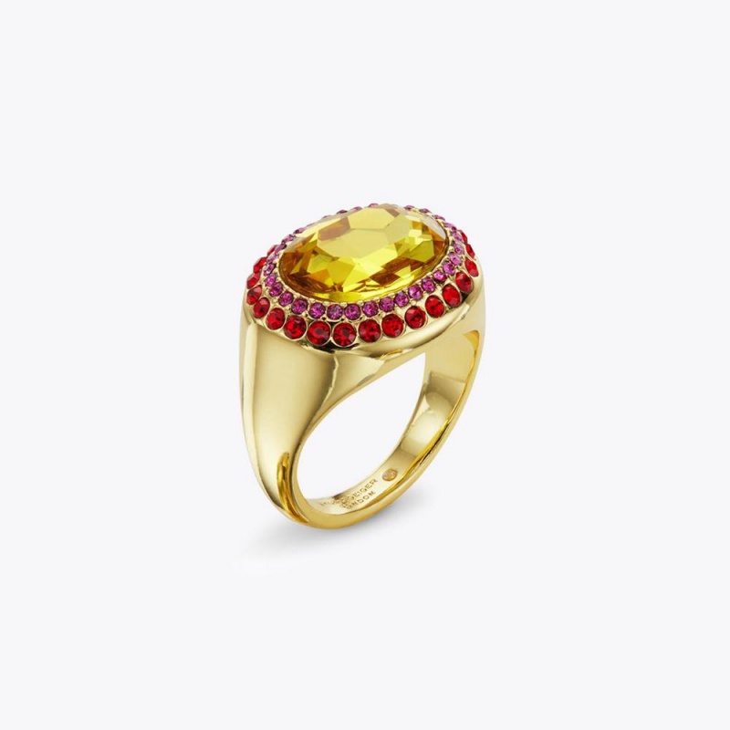 Bague Kurt Geiger Oval Stone Femme Jaune | JHKE-92680