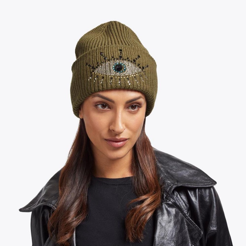 Bonnet Kurt Geiger Evil Eye Femme Kaki | DSUY-85640