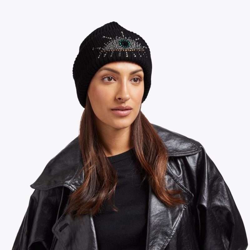 Bonnet Kurt Geiger Evil Eye Femme Noir | RVYX-53671