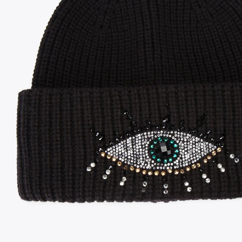 Bonnet Kurt Geiger Evil Eye Femme Noir | RVYX-53671