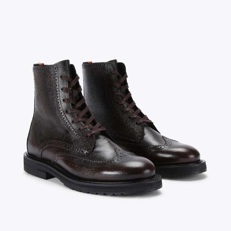 Bottines Kurt Geiger Bates Brogue Dentelle Homme Marron | IVJK-30264