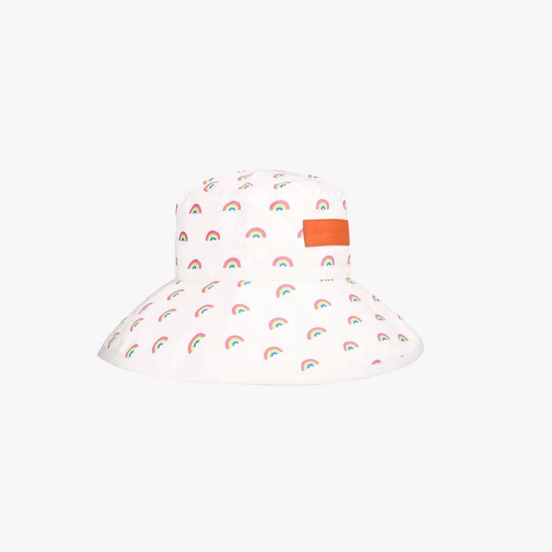 Chapeaux Kurt Geiger Rainbow Larges Brim Bucket Femme Blanche | BKFN-85706