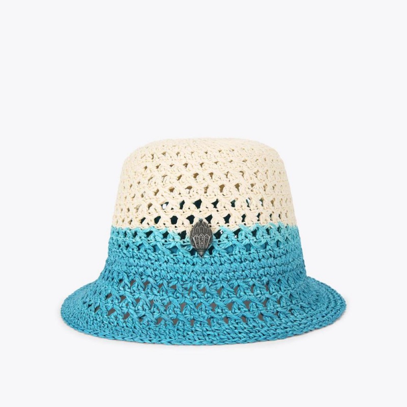 Chapeaux Kurt Geiger Straw Bucket Femme Turquoise | JSEN-71964