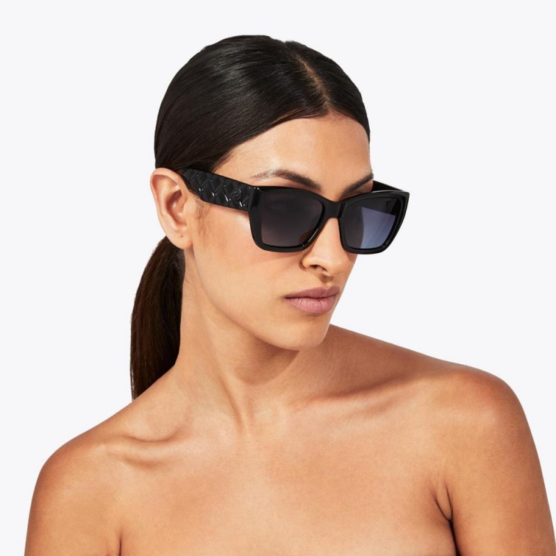 Lunette de Soleil Kurt Geiger Rectangle Kensington Femme Noir | TGFP-75413