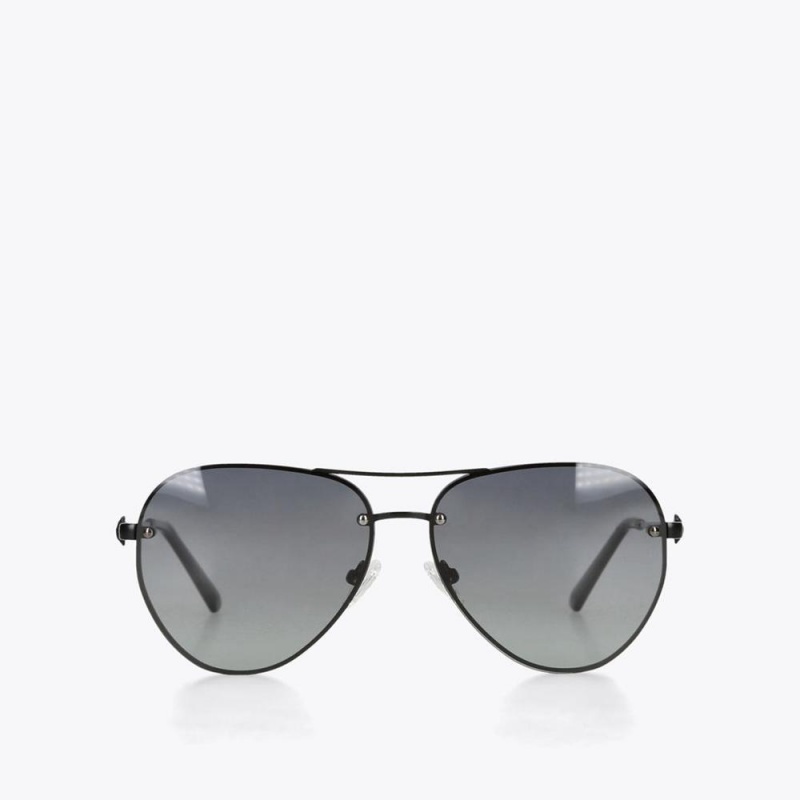 Lunette de Soleil Kurt Geiger Shoreditch Aviator Femme Noir | NUSO-87953