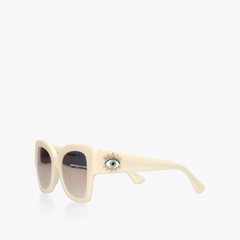 Lunette de Soleil Kurt Geiger Square Butterfly Femme Beige | JPUK-47291