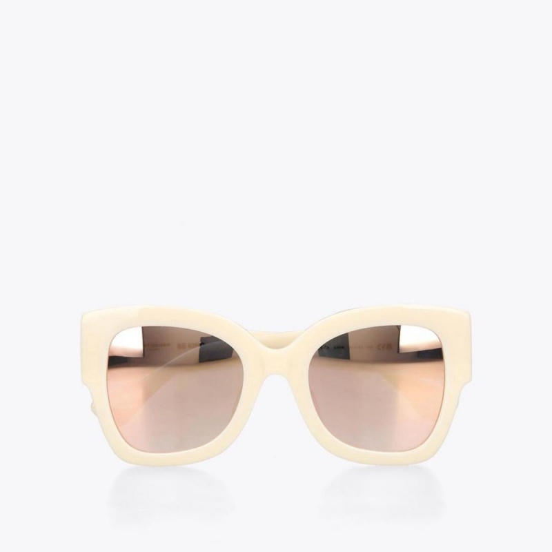 Lunette de Soleil Kurt Geiger Square Butterfly Femme Beige | JPUK-47291