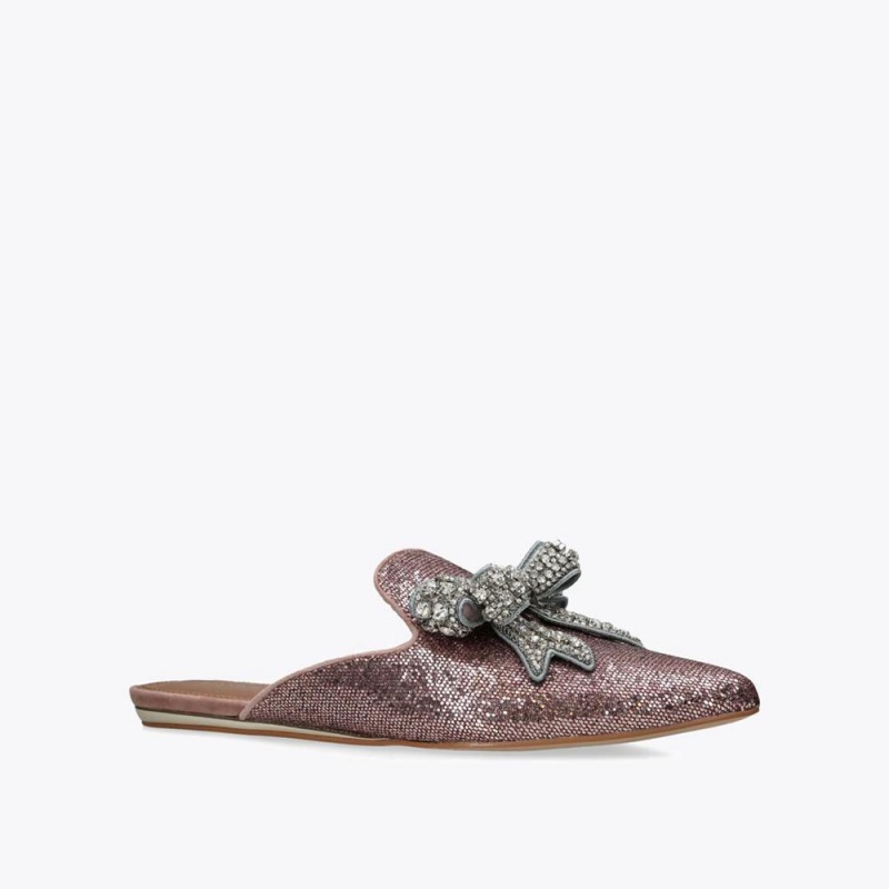 Mules Kurt Geiger Olive Bow Femme Rose | ZYGN-67829