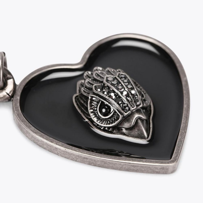 Porte-clés Kurt Geiger Enamel Heart Femme Noir | ZCSW-15986