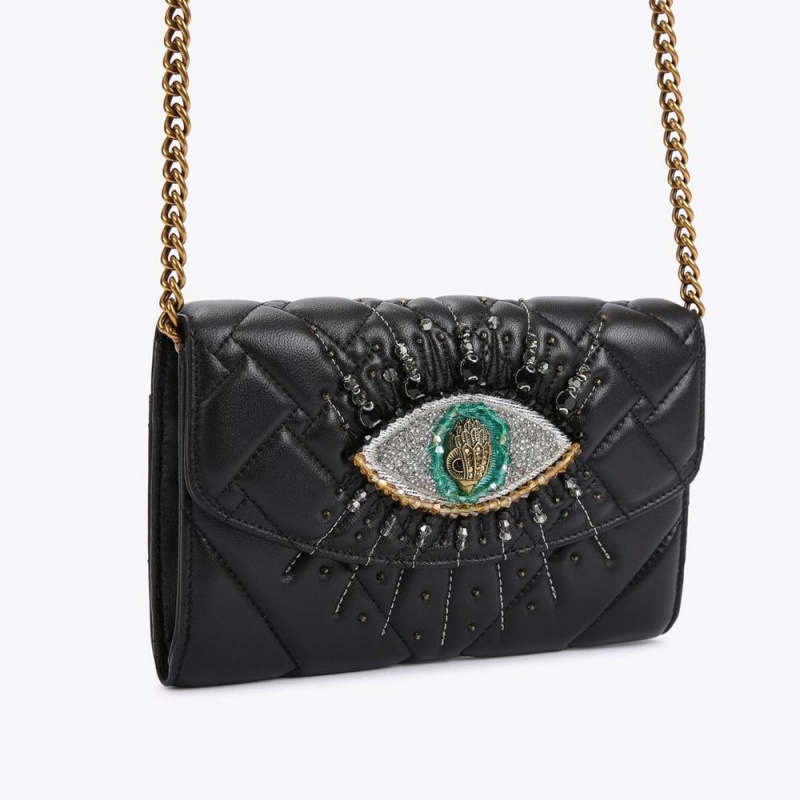 Portefeuilles Kurt Geiger Kensington Evil Eye On Chain Femme Noir | WMHG-65810