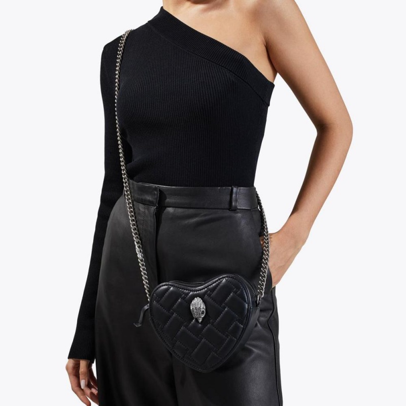 Sac Mini Kurt Geiger Kensington Heart Femme Noir | CDLR-94386