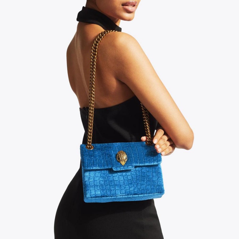 Sac Mini Kurt Geiger Velvet Kensington Femme Turquoise | VNTW-08276