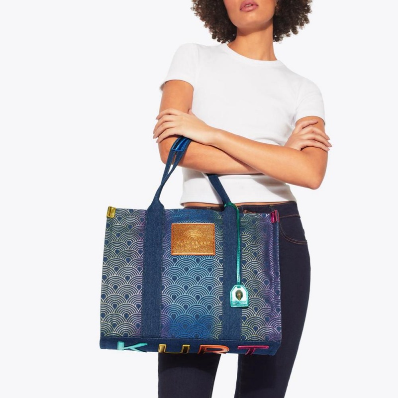 Sacs Fourre Tout Kurt Geiger Large Southbank Femme Bleu | HXAJ-42160