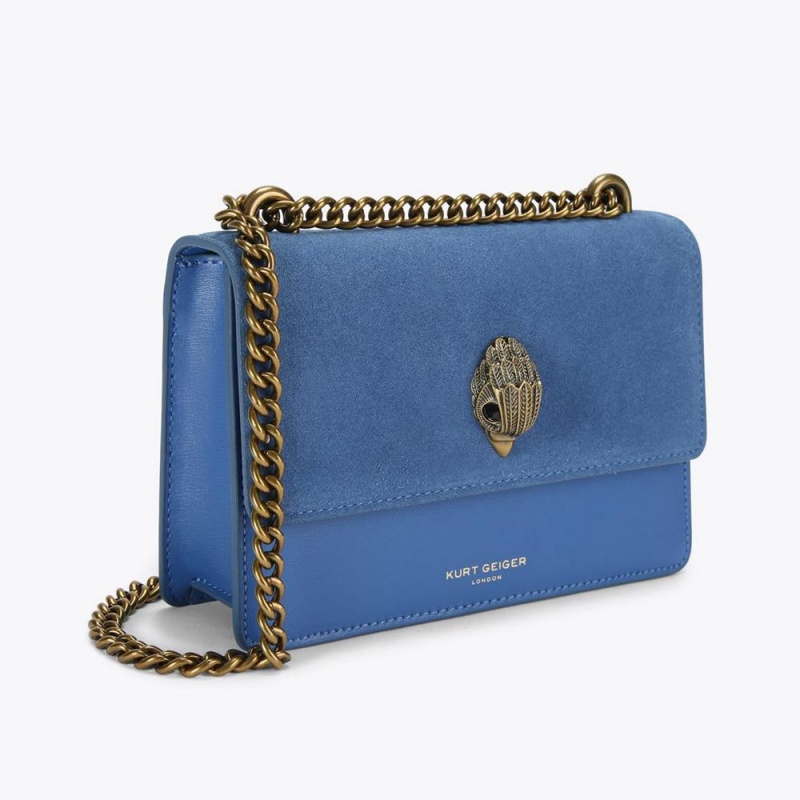 Sacs À Bandoulière Kurt Geiger Small Leather Shoreditch Femme Bleu | TQBS-46518