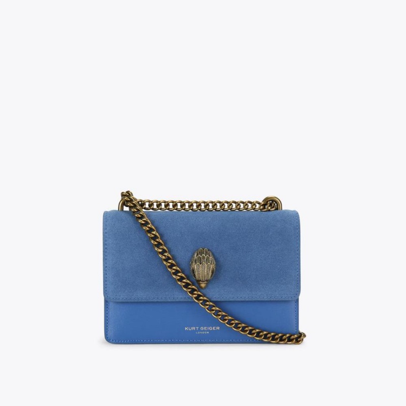 Sacs À Bandoulière Kurt Geiger Small Leather Shoreditch Femme Bleu | TQBS-46518