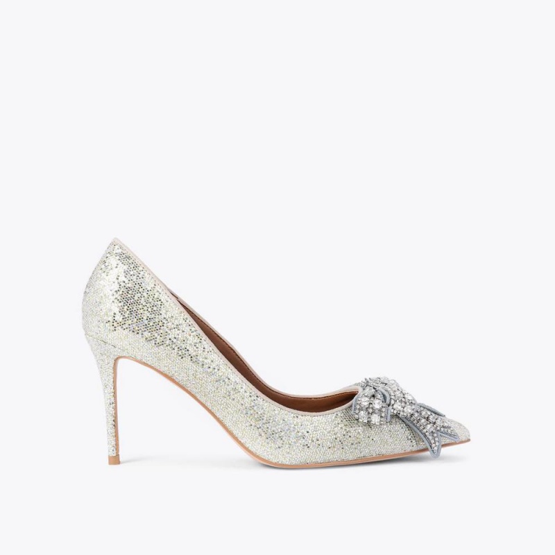 Talons Kurt Geiger Belgravia Bow Femme Argent | ZBGW-78943