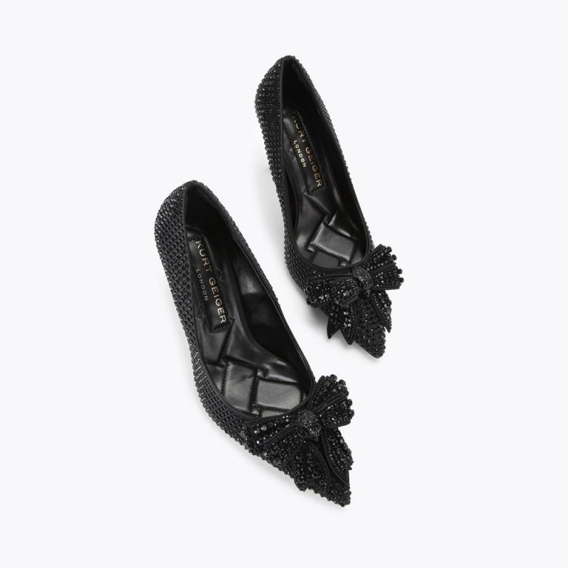 Talons Kurt Geiger Belgravia Crystal Bow Femme Noir | QZOP-03147