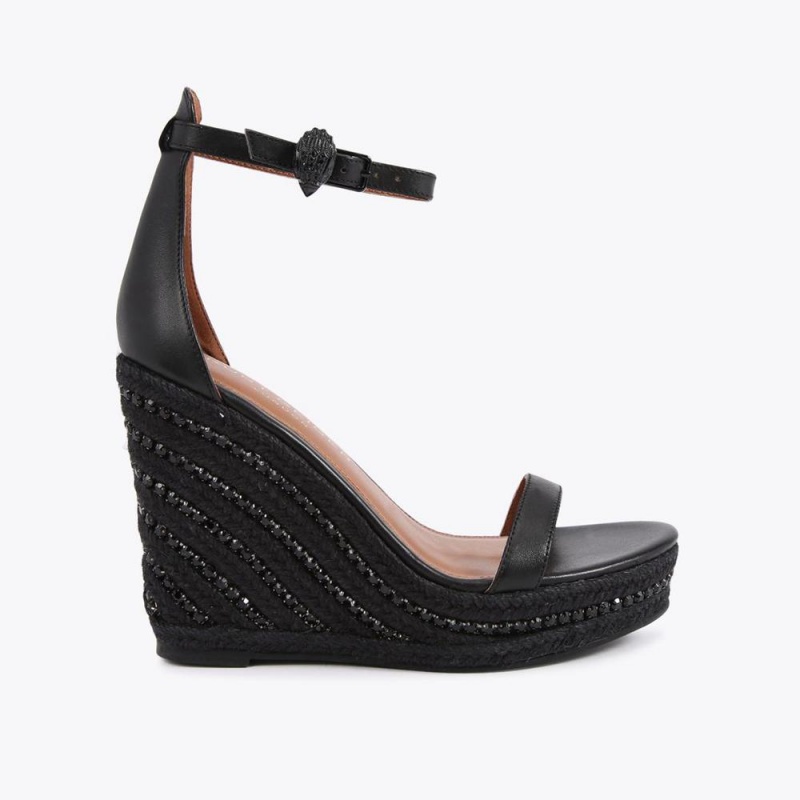 Talons Kurt Geiger Shoreditch Wedge Femme Noir | PTLK-96512